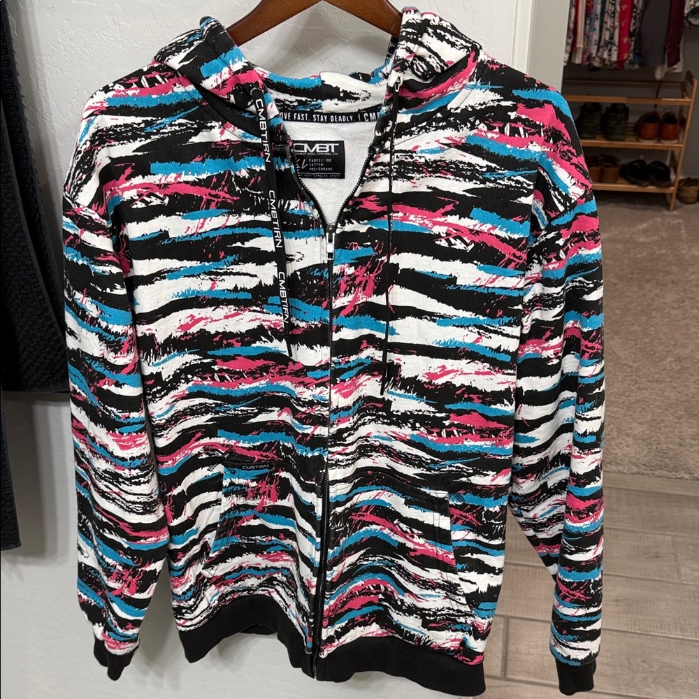 CMBT Colorful Striped Zip-Up Hoodie size xl